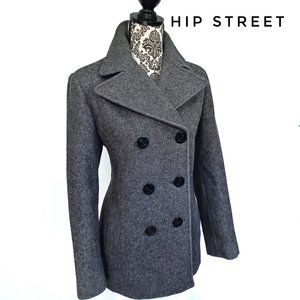 ANNE KLEIN Wool Blend Double Breasted Pea Coat M